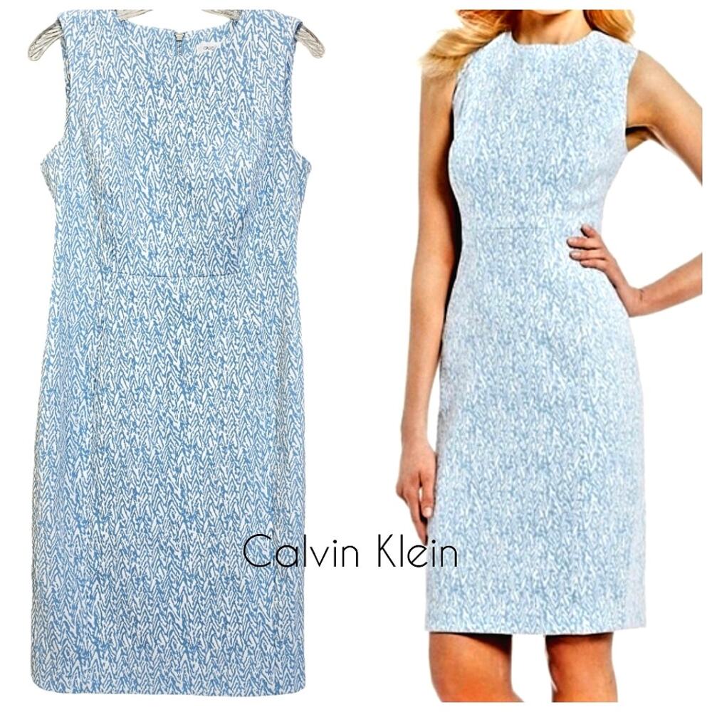 Calvin Klein Light Blue Textured Mini Dress